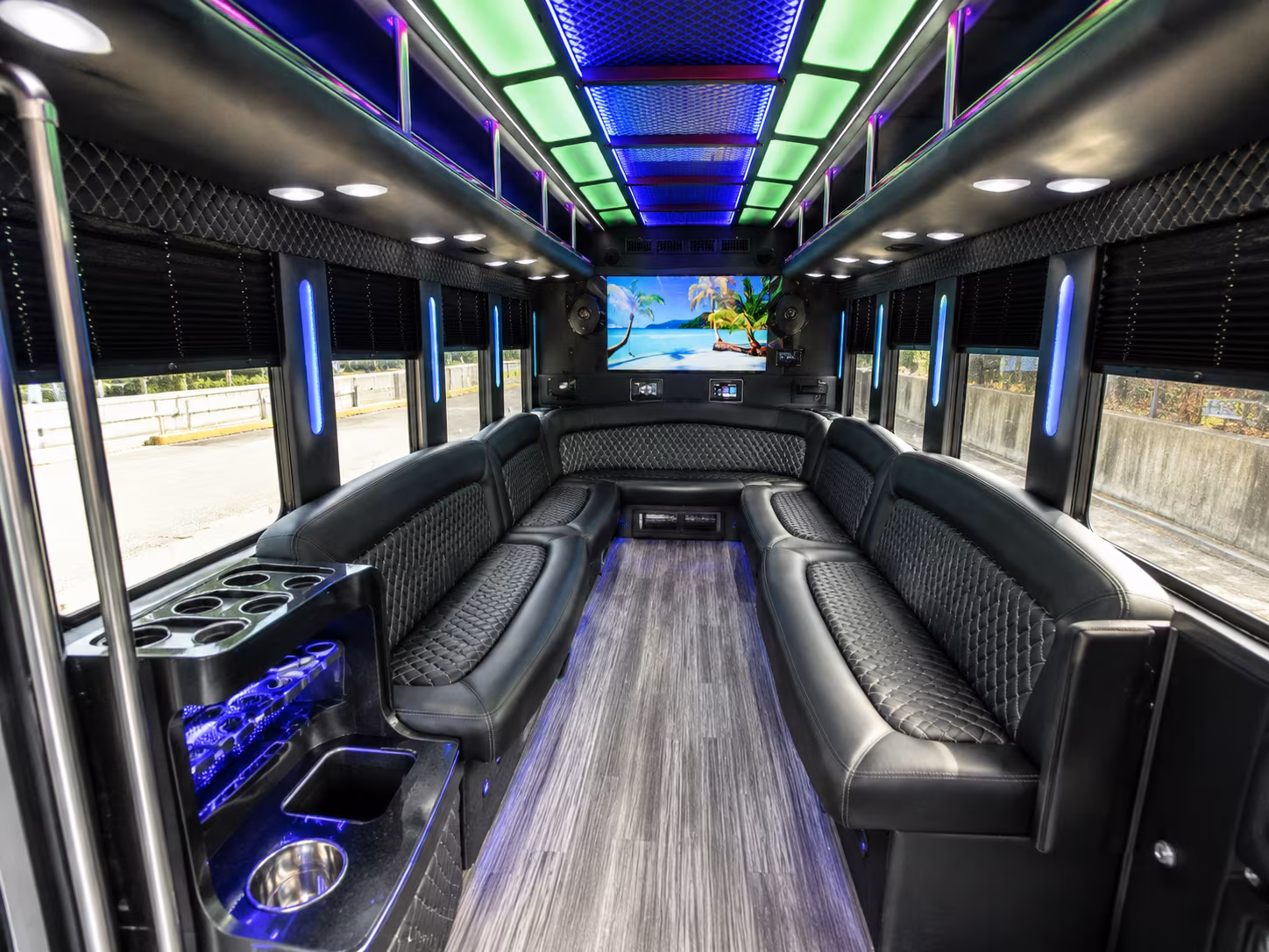 largo 18 passenger party bus inside